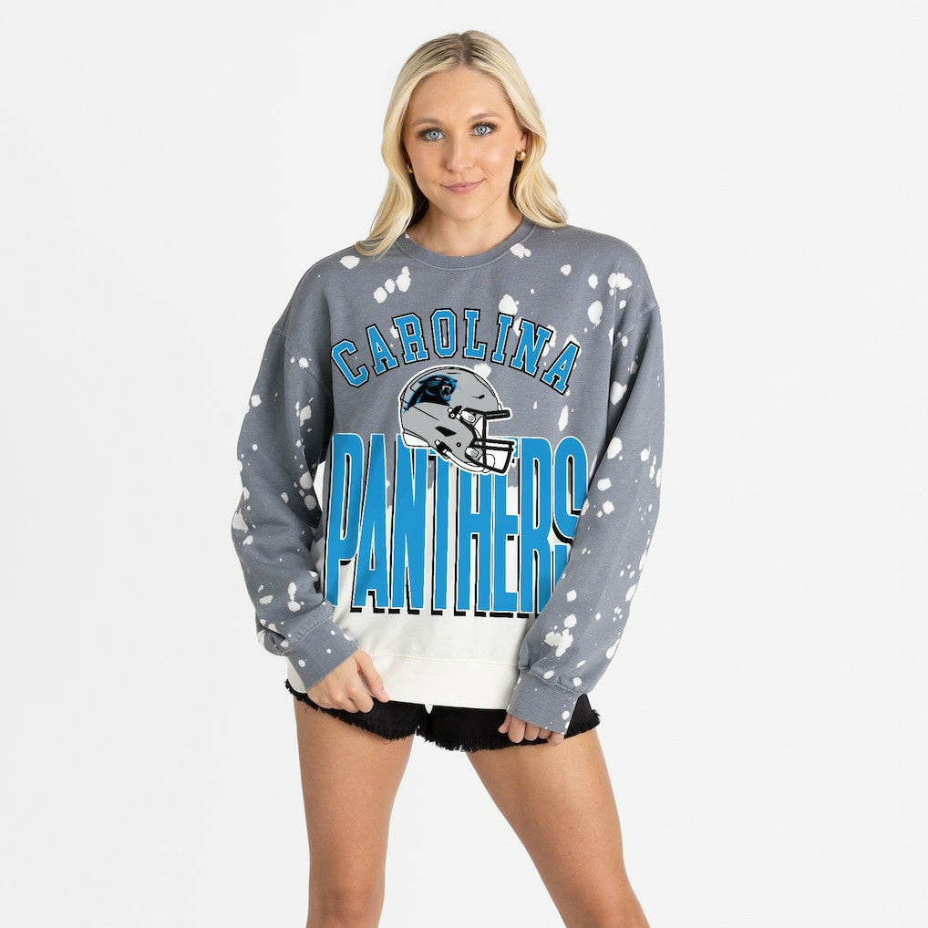 Carolina Panthers Gameday Couture Women's Arch Rivals Faded Wash Sweatshirt - Gray cheap