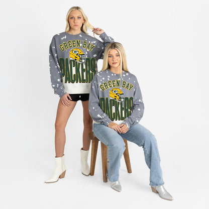 Green Bay Packers Gameday Couture Women's Arch Rivals Faded Wash Sweatshirt - Gray on sale