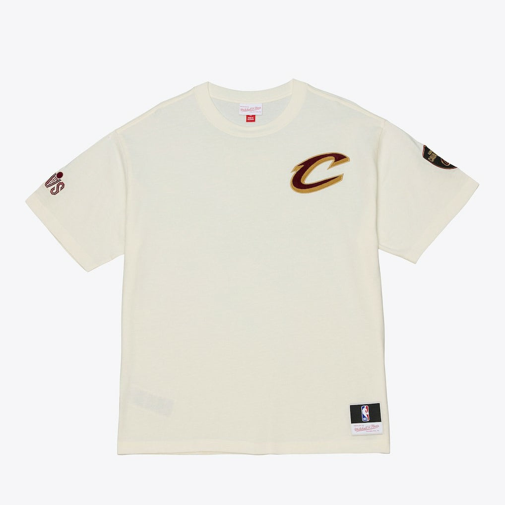 Cleveland Cavaliers Hardwood Classics Chainstitch Premium T-Shirt sale - Cream | Mitchell & Ness discount