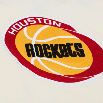 Houston Rockets Hardwood Classics Chainstitch Premium Fleece Hoodie - Cream | Mitchell & Ness online