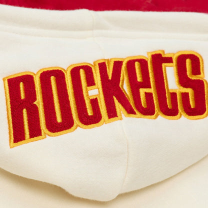 Houston Rockets Hardwood Classics Chainstitch Premium Fleece Hoodie - Cream | Mitchell & Ness online