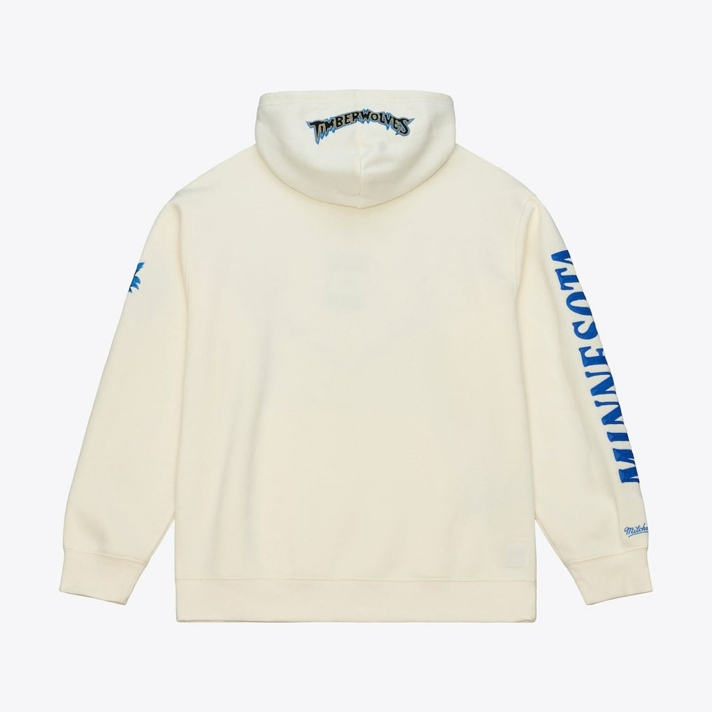 Minnesota Timberwolves Hardwood Classics Chainstitch Premium Fleece Hoodie - Cream | Mitchell & Ness cheap