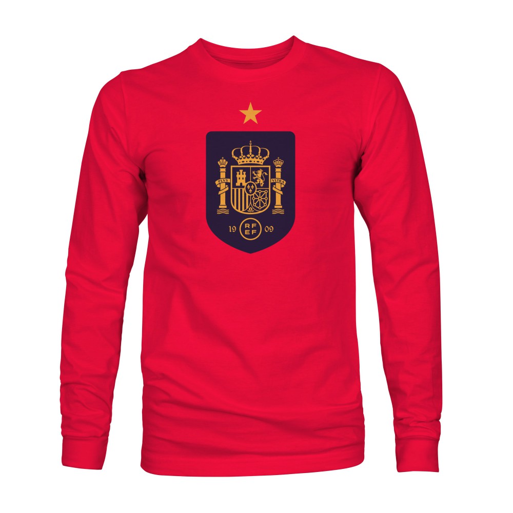 Spain National Team 1863FC Color Badge Long Sleeve T-Shirt - Red on sale