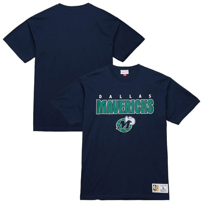 Dallas Mavericks Hardwood Classics Throw It Back Premium T-Shirt sale - Navy | Mitchell & Ness shop