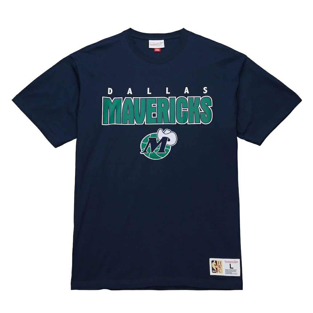 Dallas Mavericks Hardwood Classics Throw It Back Premium T-Shirt sale - Navy | Mitchell & Ness shop