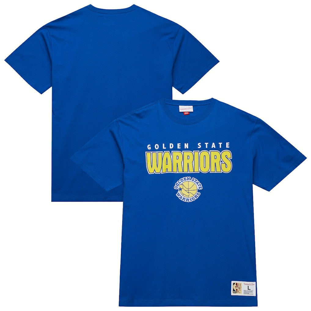 Golden State Warriors Hardwood Classics Throw It Back Premium T-Shirt sale - Royal | Mitchell & Ness online