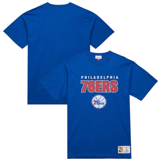 Philadelphia 76ers Hardwood Classics Throw It Back Premium T-Shirt - Royal | Mitchell & Ness outlet