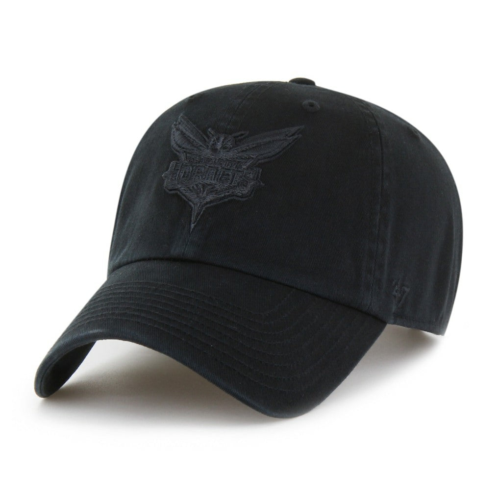 Charlotte Hornets '47 Black on Black Clean Up Adjustable Hat | 47 brand shop