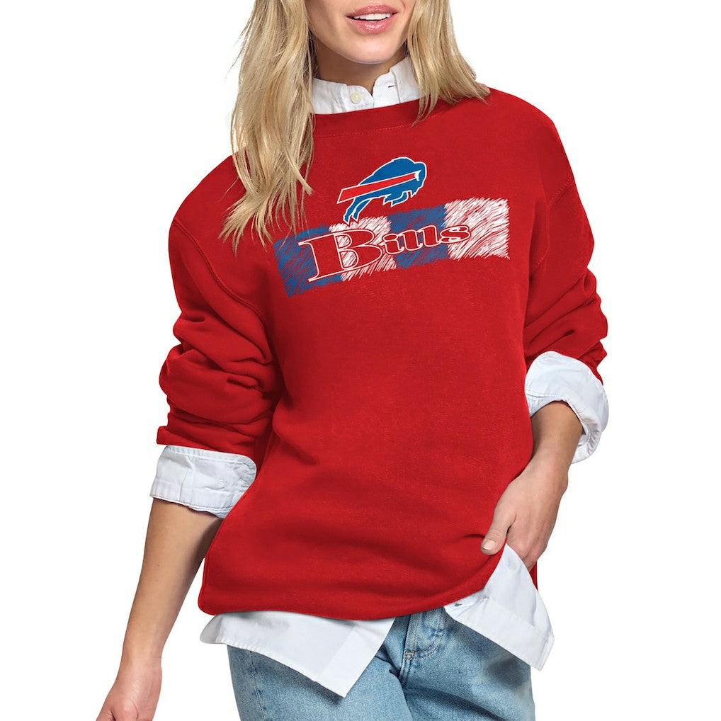 Buffalo Bills Starter Women's Color Shading Team Logo Fleece Sweatshirt - Red discount