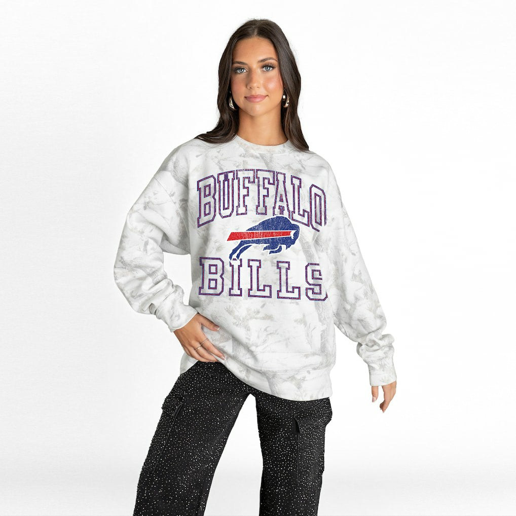 Buffalo Bills Gameday Couture Women's Whiteout Oversized Premium Fleece Sweatshirt - Arctic Camo online