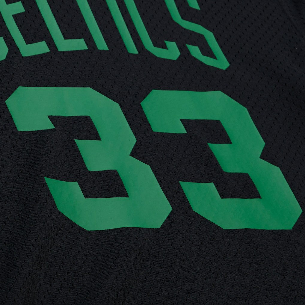 Larry Bird Boston Celtics Mesh Name & Number Short Sleeve Hoodie - Black | Mitchell & Ness discount