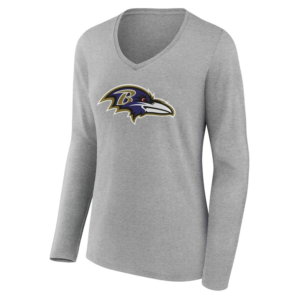 Baltimore Ravens Women's Team Authentic Personalized Name & Number Long Sleeve V-Neck T-Shirt - Gray sale
