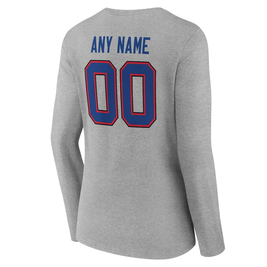 Buffalo Bills Women's Team Authentic Personalized Name & Number Long Sleeve V-Neck T-Shirt - Gray sale