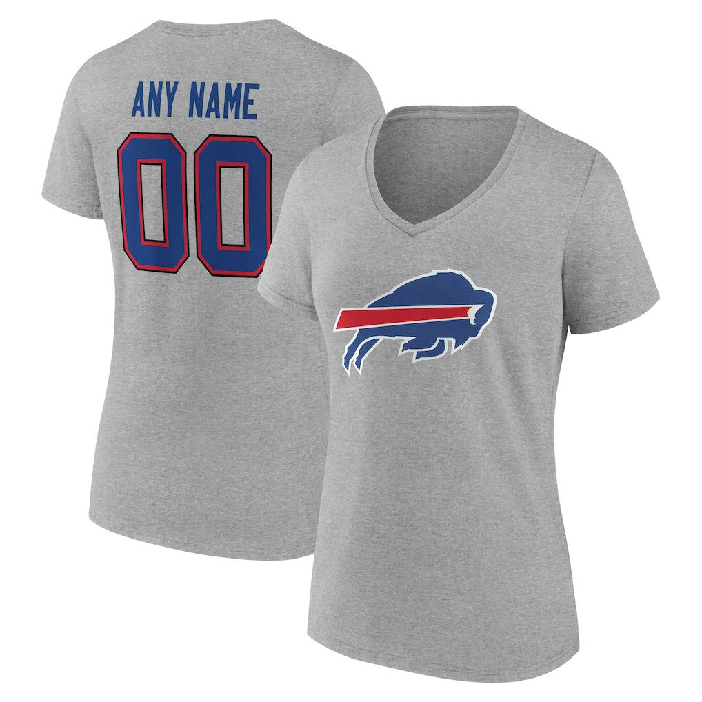 Buffalo Bills Women's Team Authentic Personalized Name & Number V-Neck T-Shirt - Gray on sale