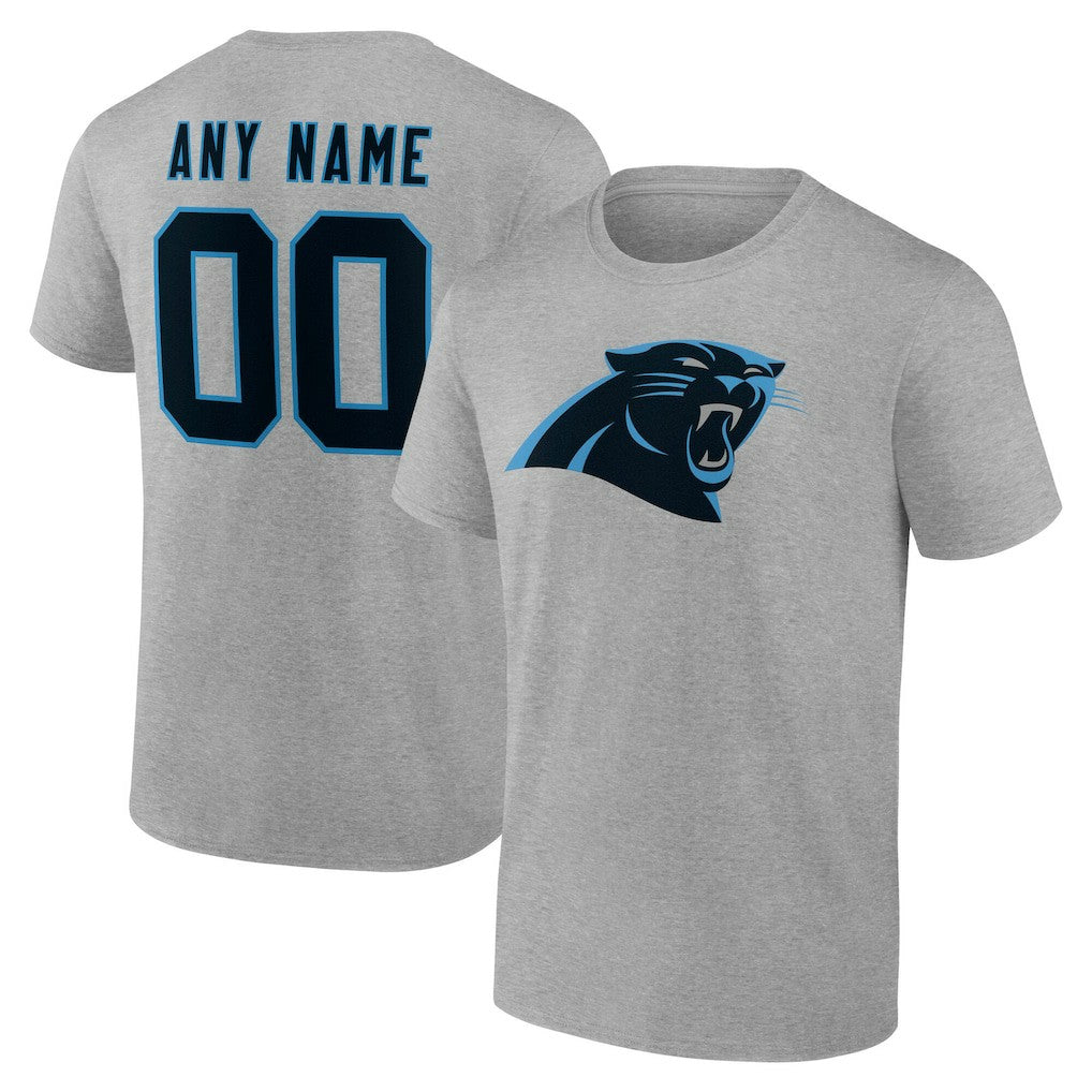 Carolina Panthers Team Authentic Personalized Name & Number T-Shirt - Gray discount