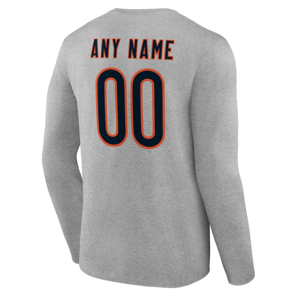 Chicago Bears Team Authentic Personalized Name & Number Long Sleeve T-Shirt - Gray online