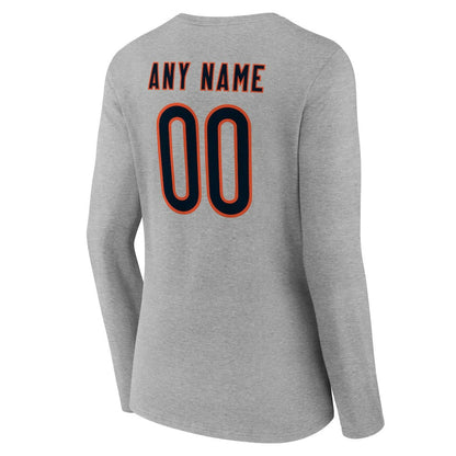 Chicago Bears Women's Team Authentic Personalized Name & Number Long Sleeve V-Neck T-Shirt - Gray sale