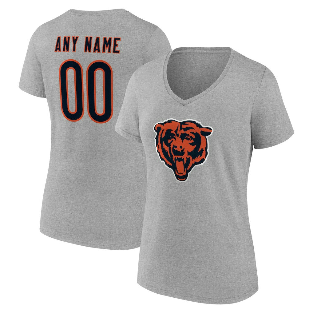 Chicago Bears Women's Team Authentic Personalized Name & Number V-Neck T-Shirt - Gray online