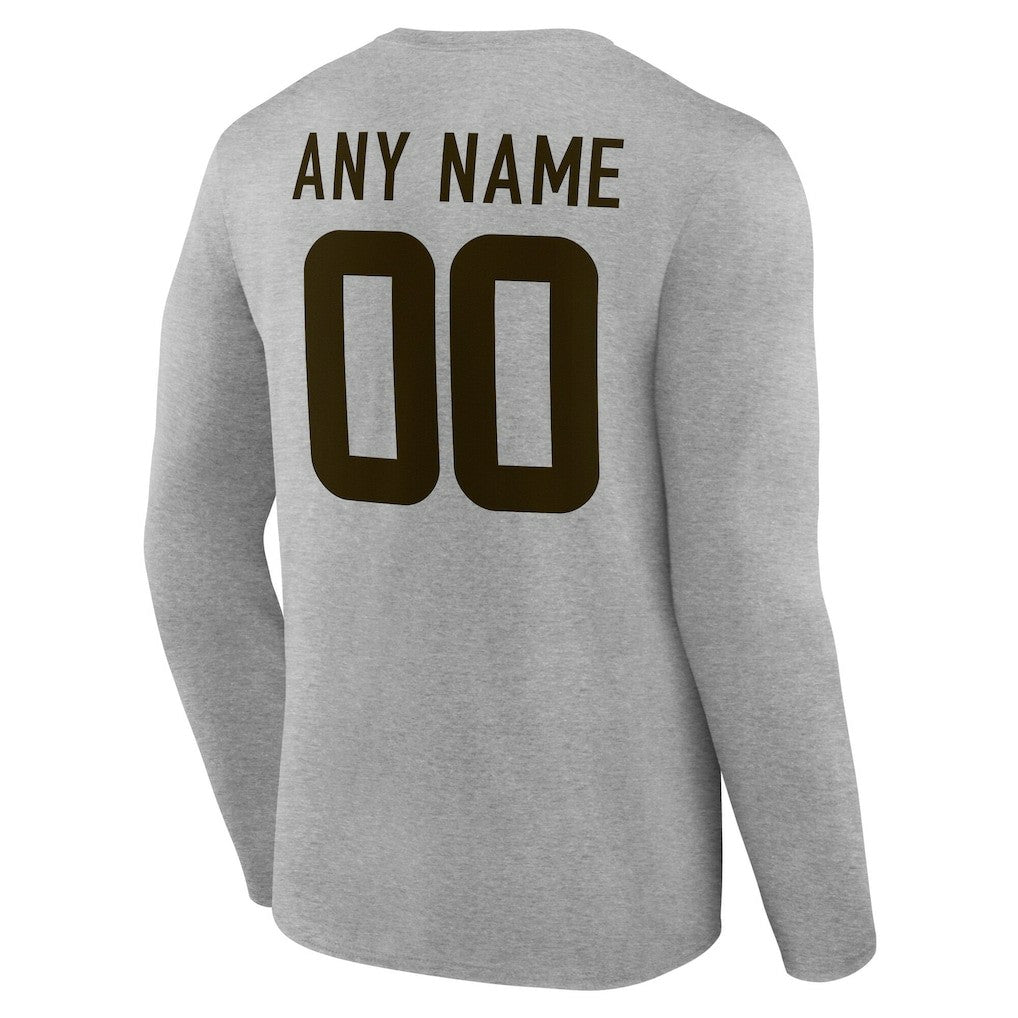 Cleveland Browns Team Authentic Personalized Name & Number Long Sleeve T-Shirt - Gray cheap