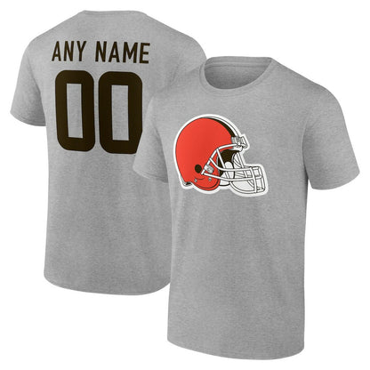 Cleveland Browns Team Authentic Personalized Name & Number T-Shirt - Gray on sale