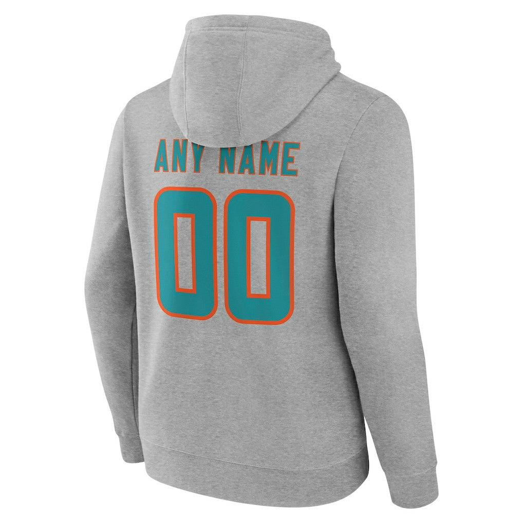 Miami Dolphins Team Authentic Personalized Name & Number Hoodie - Gray cheap