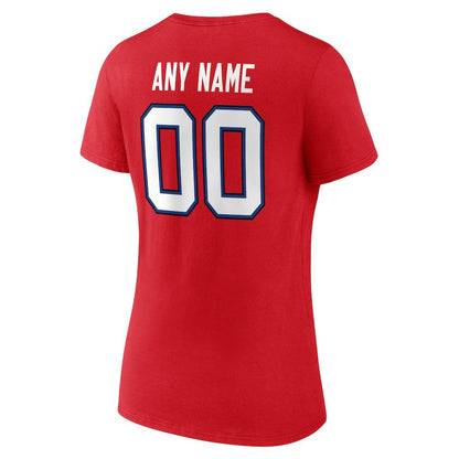 Buffalo Bills Women's Team Authentic Personalized Name & Number V-Neck T-Shirt - Red discount