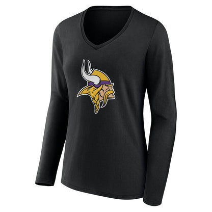 Minnesota Vikings Women's Team Authentic Personalized Name & Number Long Sleeve V-Neck T-Shirt - Black for sale