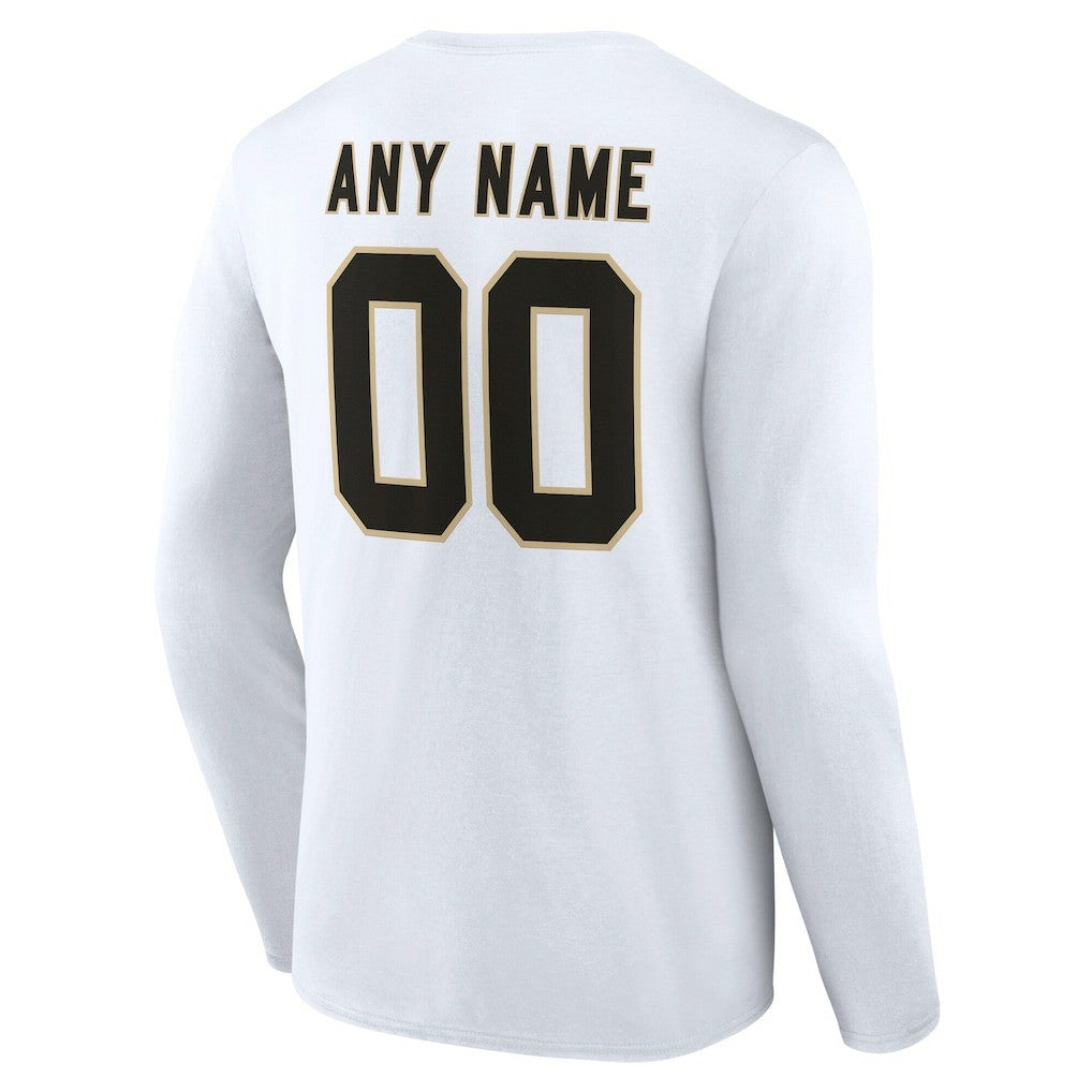 New Orleans Saints Team Authentic Personalized Name & Number Long Sleeve T-Shirt - White sale