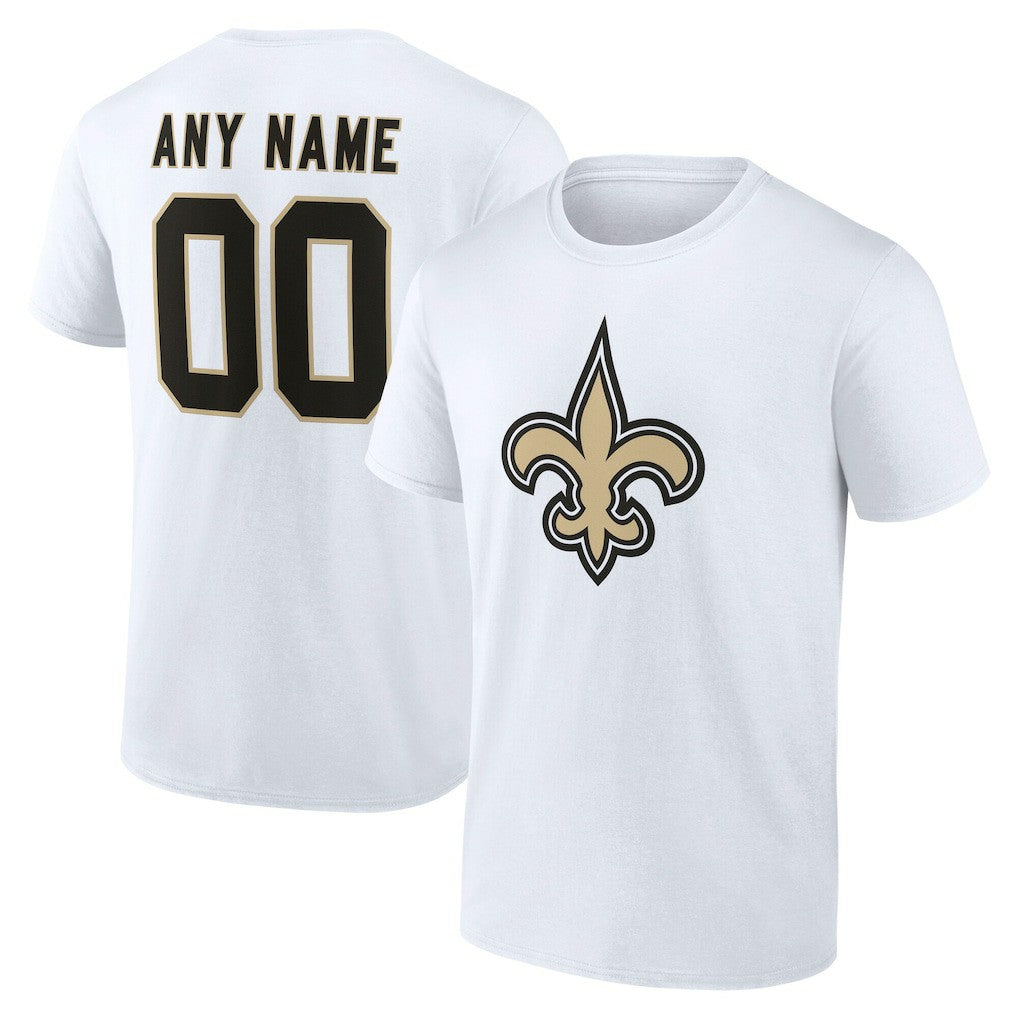 New Orleans Saints Team Authentic Personalized Name & Number T-Shirt - White sale