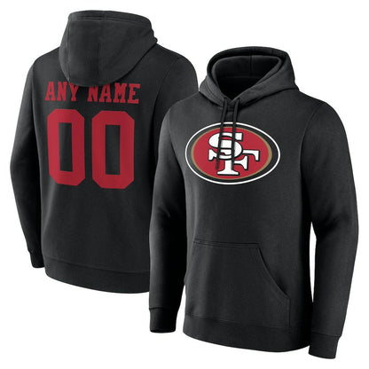 San Francisco 49ers Team Authentic Personalized Name & Number Hoodie - Black cheap
