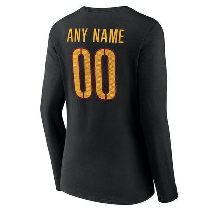 Washington Commanders Women's Team Authentic Personalized Name & Number Long Sleeve V-Neck T-Shirt - Black on sale