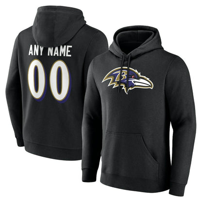 Baltimore Ravens Team Authentic Personalized Name & Number Hoodie - Black cheap