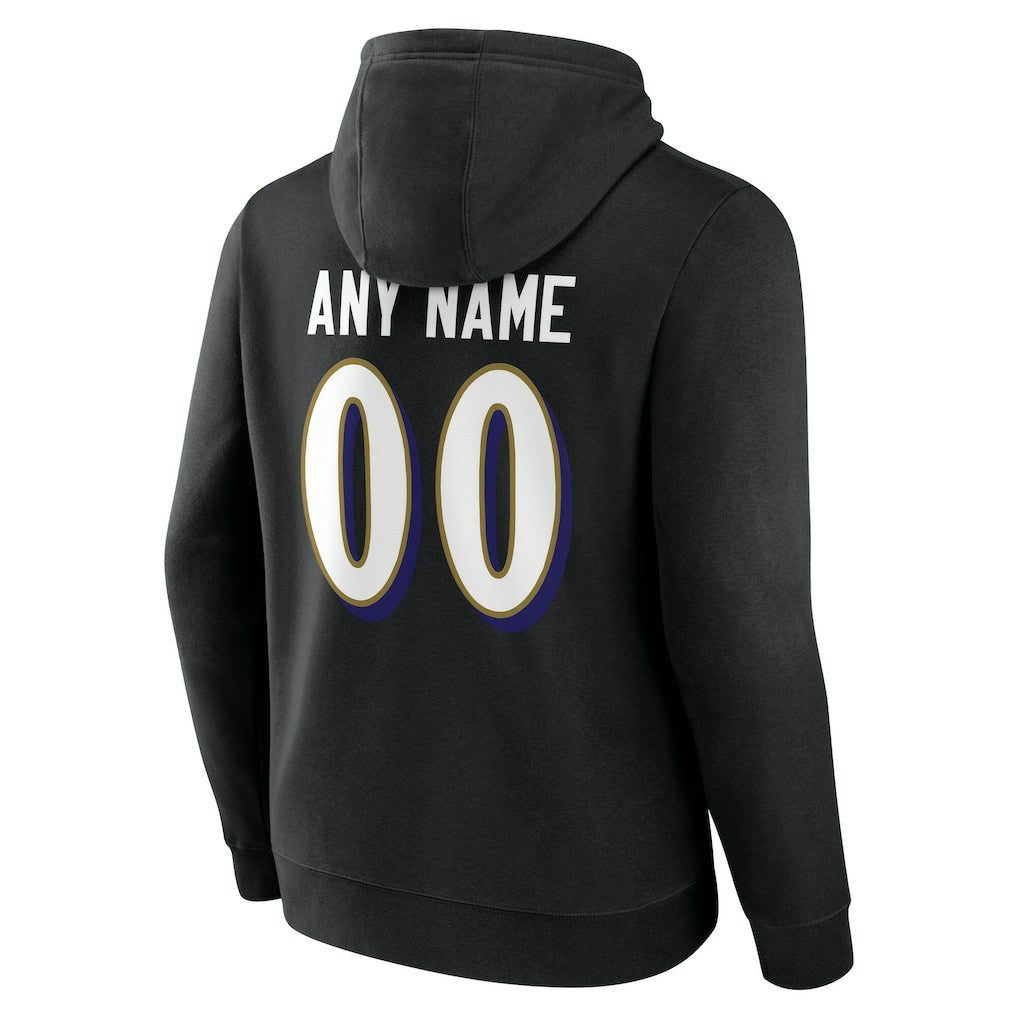 Baltimore Ravens Team Authentic Personalized Name & Number Hoodie - Black cheap