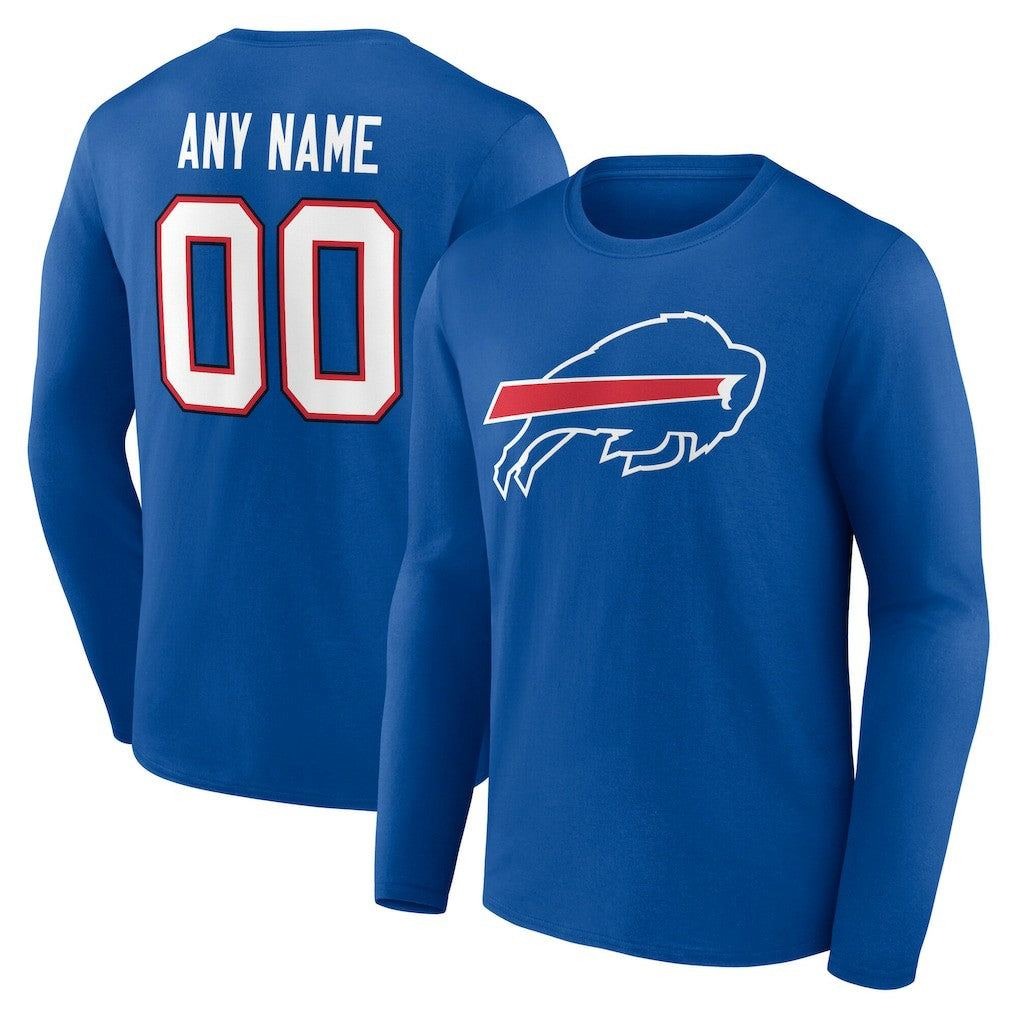 Buffalo Bills Team Authentic Personalized Name & Number Long Sleeve T-Shirt - Royal cheap