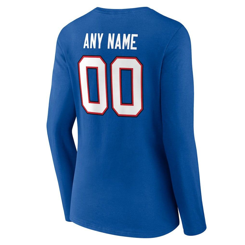 Buffalo Bills Women's Team Authentic Personalized Name & Number Long Sleeve V-Neck T-Shirt - Royal cheap