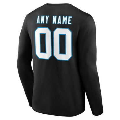Carolina Panthers Team Authentic Personalized Name & Number Long Sleeve T-Shirt - Black sale