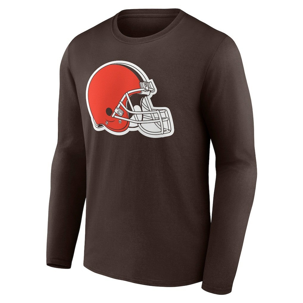 Cleveland Browns Team Authentic Personalized Name & Number Long Sleeve T-Shirt - Brown discount
