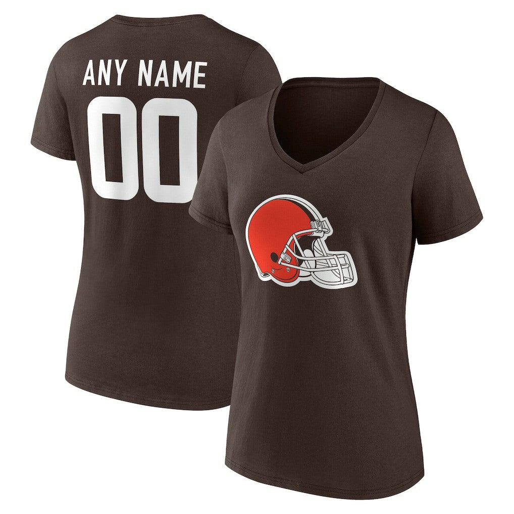 Cleveland Browns Women's Team Authentic Personalized Name & Number V-Neck T-Shirt - Brown online