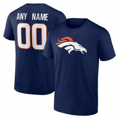 Denver Broncos Team Authentic Personalized Name & Number T-Shirt - Navy outlet