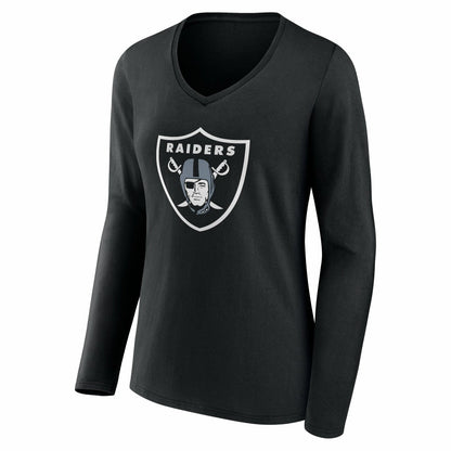 Las Vegas Raiders Women's Team Authentic Personalized Name & Number Long Sleeve V-Neck T-Shirt - Black cheap