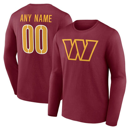 Washington Commanders Team Authentic Personalized Name & Number Long Sleeve T-Shirt - Burgundy sale