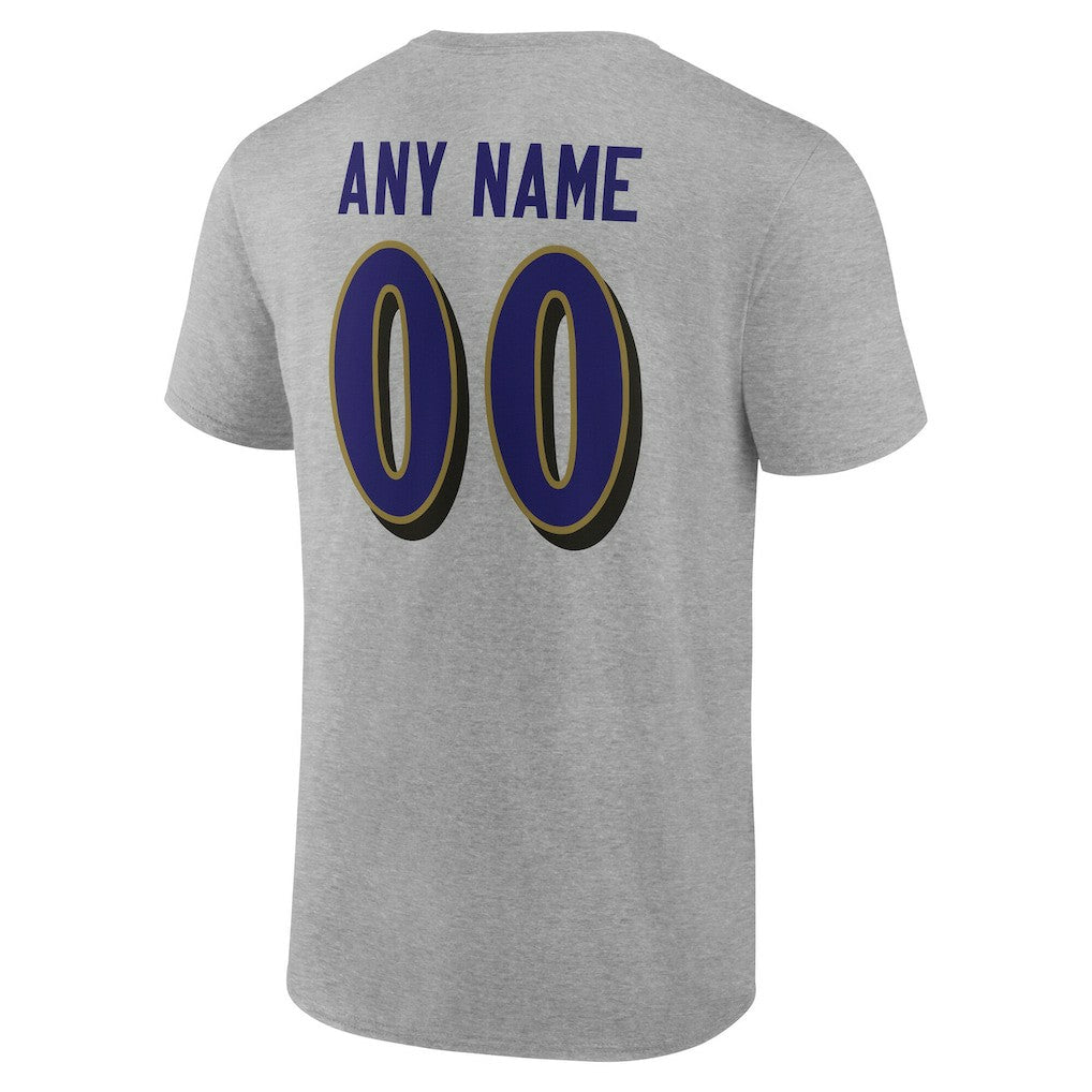 Baltimore Ravens Big & Tall Team Authentic Custom T-Shirt - Gray cheap
