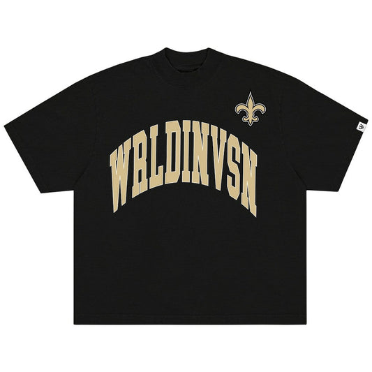 WRLDINVSN x New Orleans Saints Unisex Oversized Arch T-Shirt - Black cheap