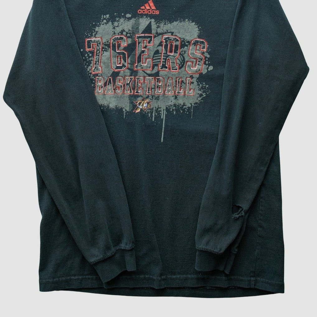 Philadelphia 76ers 2000s Long Sleeve T-shirt - Black Vintage | Adidas discount