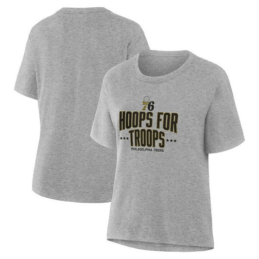 Philadelphia 76ers Women's Hoops For Troops T-Shirt - Gray on sale