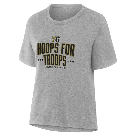 Philadelphia 76ers Women's Hoops For Troops T-Shirt - Gray on sale