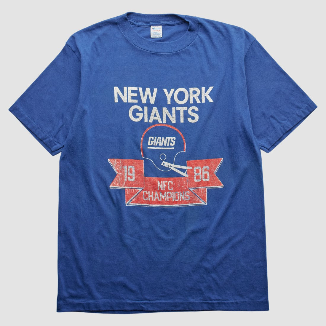 New York Giants Champion 1986 T-shirt - Blue Vintage for sale