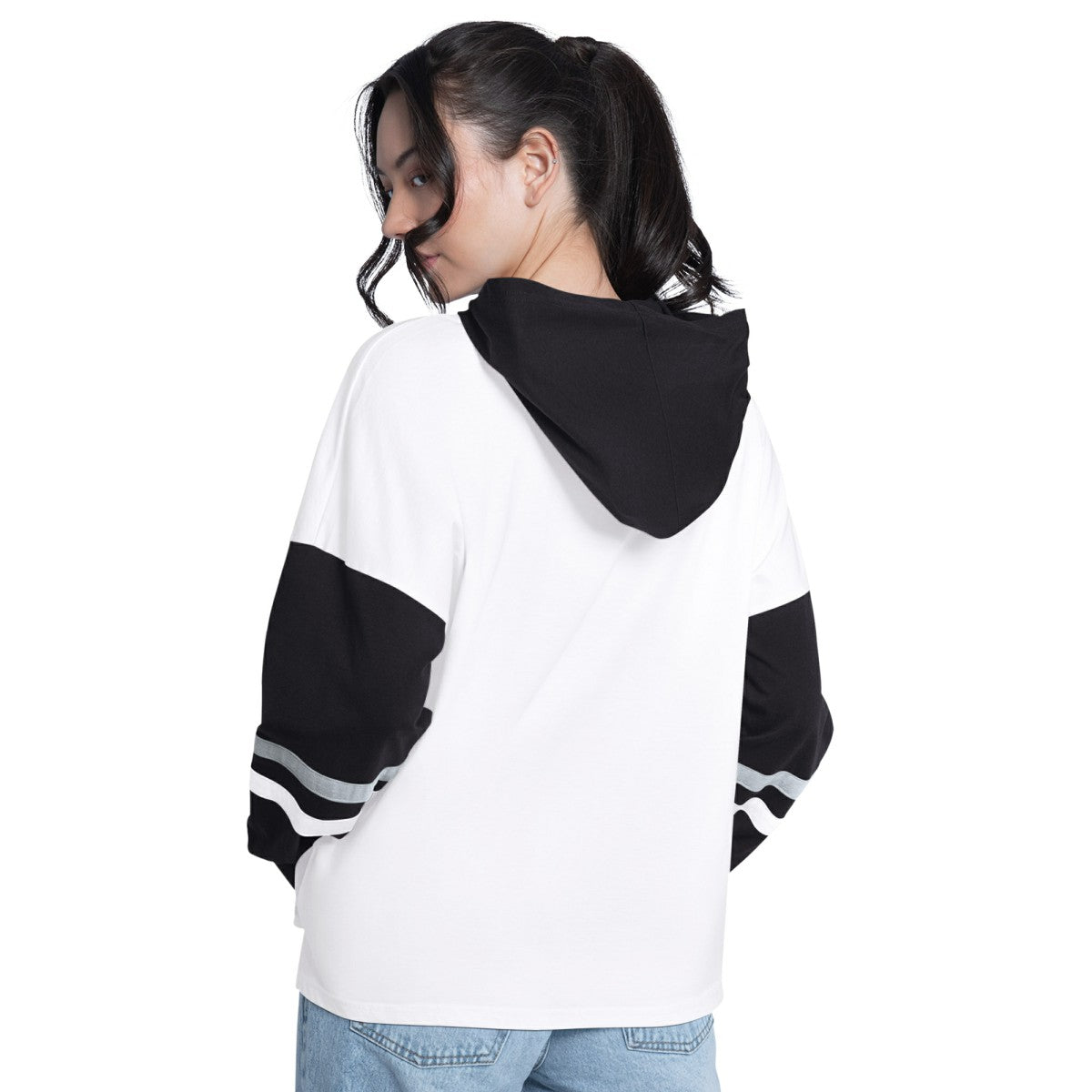 San Antonio Spurs G-III 4Her by Carl Banks Women's Key Player Oversized Hooded Long Sleeve T-Shirt - White/Black cheap