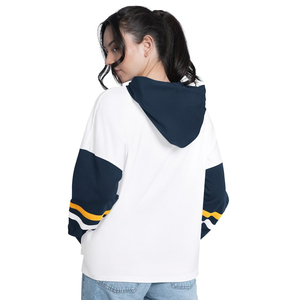 Indiana Pacers G-III 4Her by Carl Banks Women's Key Player Oversized Hooded Long Sleeve T-Shirt - White/Navy shop