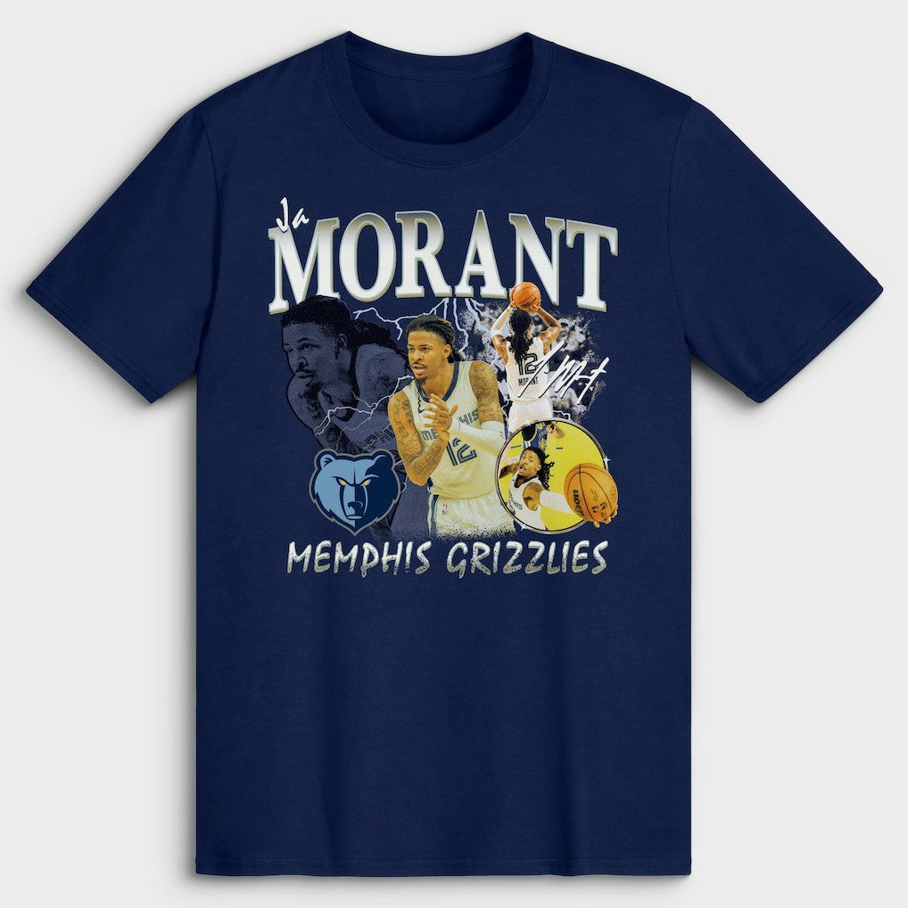 Ja Morant Memphis Grizzlies Player Collage T-Shirt - Navy cheap